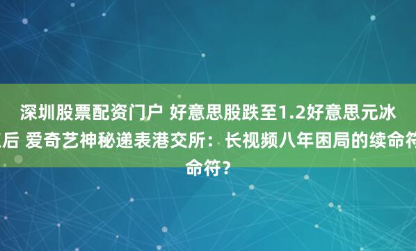 深圳股票配资门户 好意思股跌至1.2好意思元冰点后 爱奇艺神秘递表港交所：长视频八年困局的续命符？